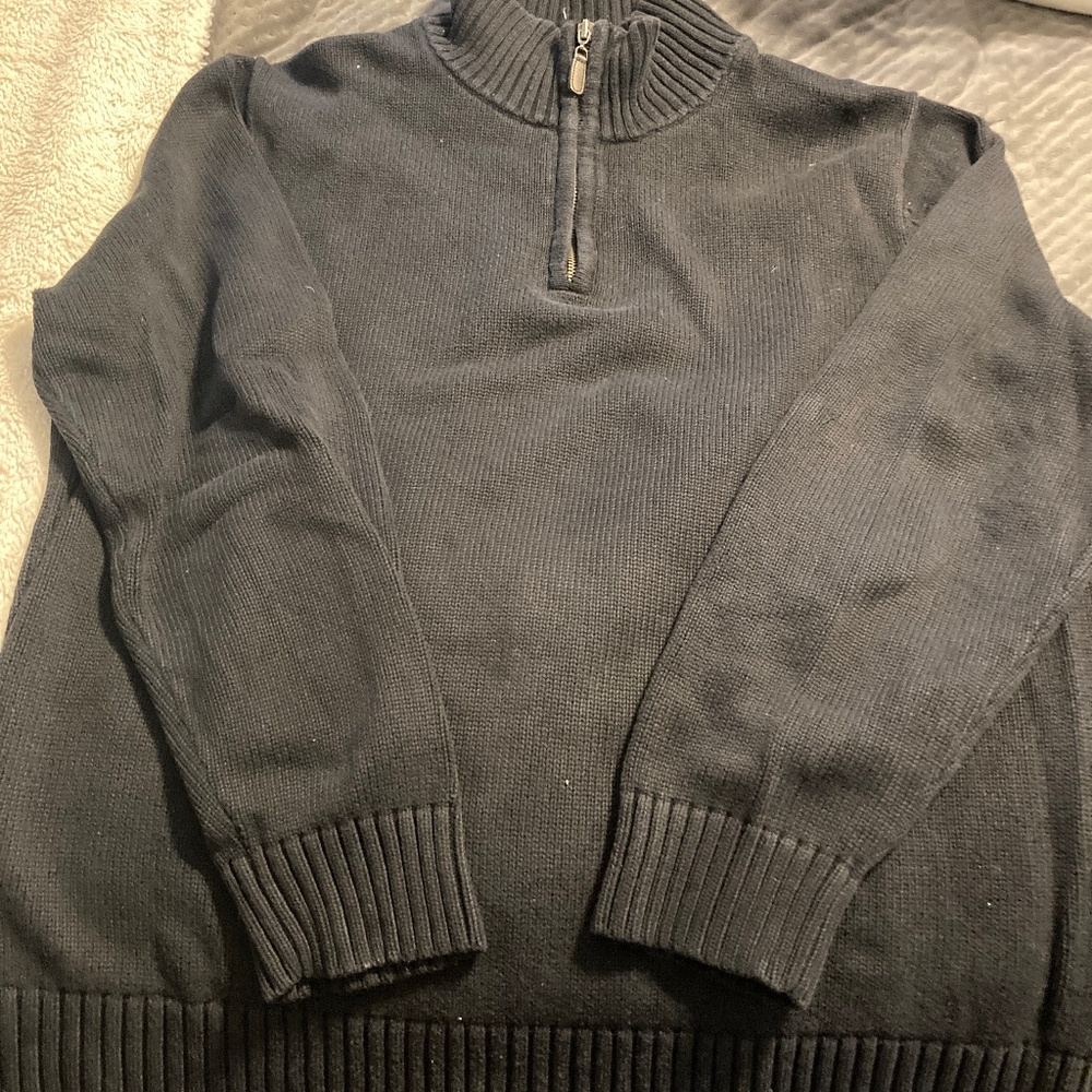 LLbean mens 1/4 sweater black